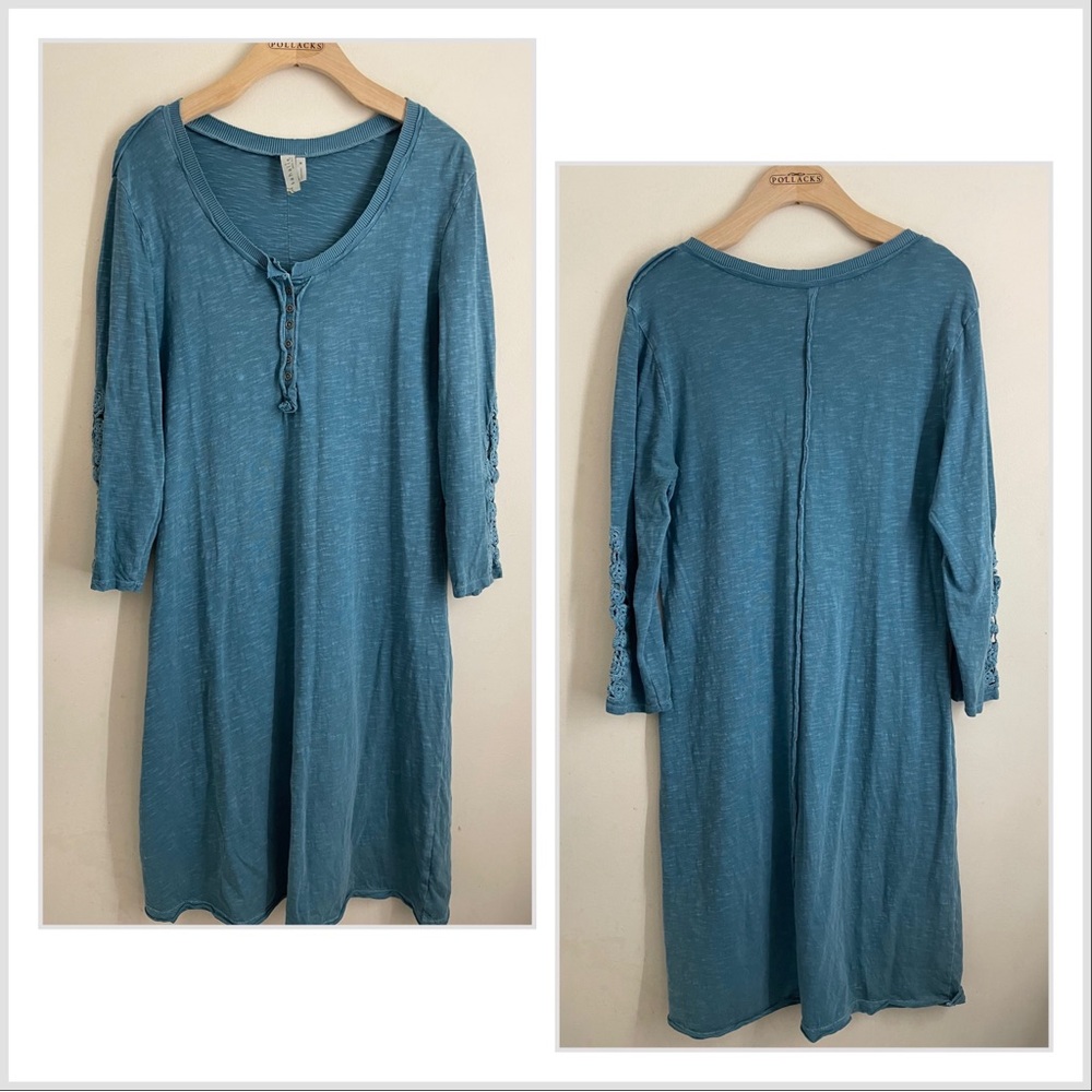 Sahalie Lightweight Cotton Pullover Dress Teal size M